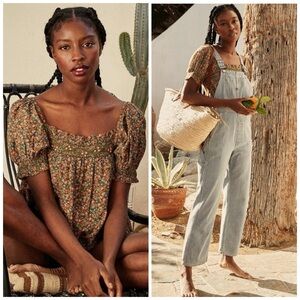 DÔEN Elba Top in Yellow Laurel Canyon Rose Floral Print